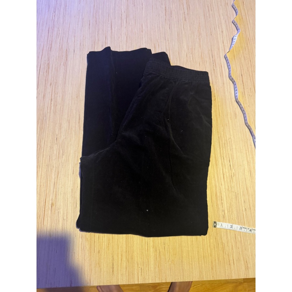 Studio Works Petite Black Corduroy Pants Elastic Waist Straight Leg Cotton 10 44